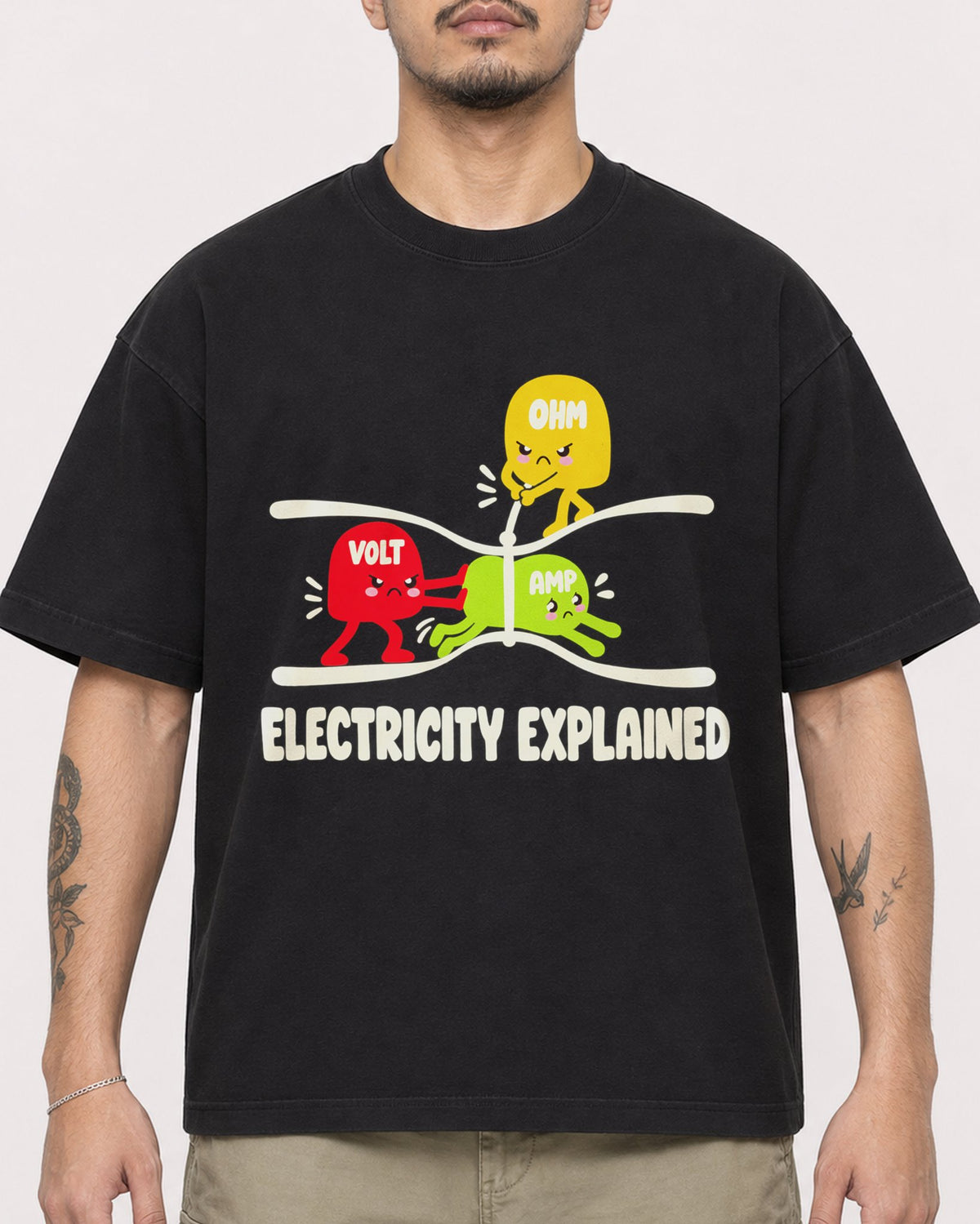 Mockup Boxy Heavyweight Tee Black male close-up 12