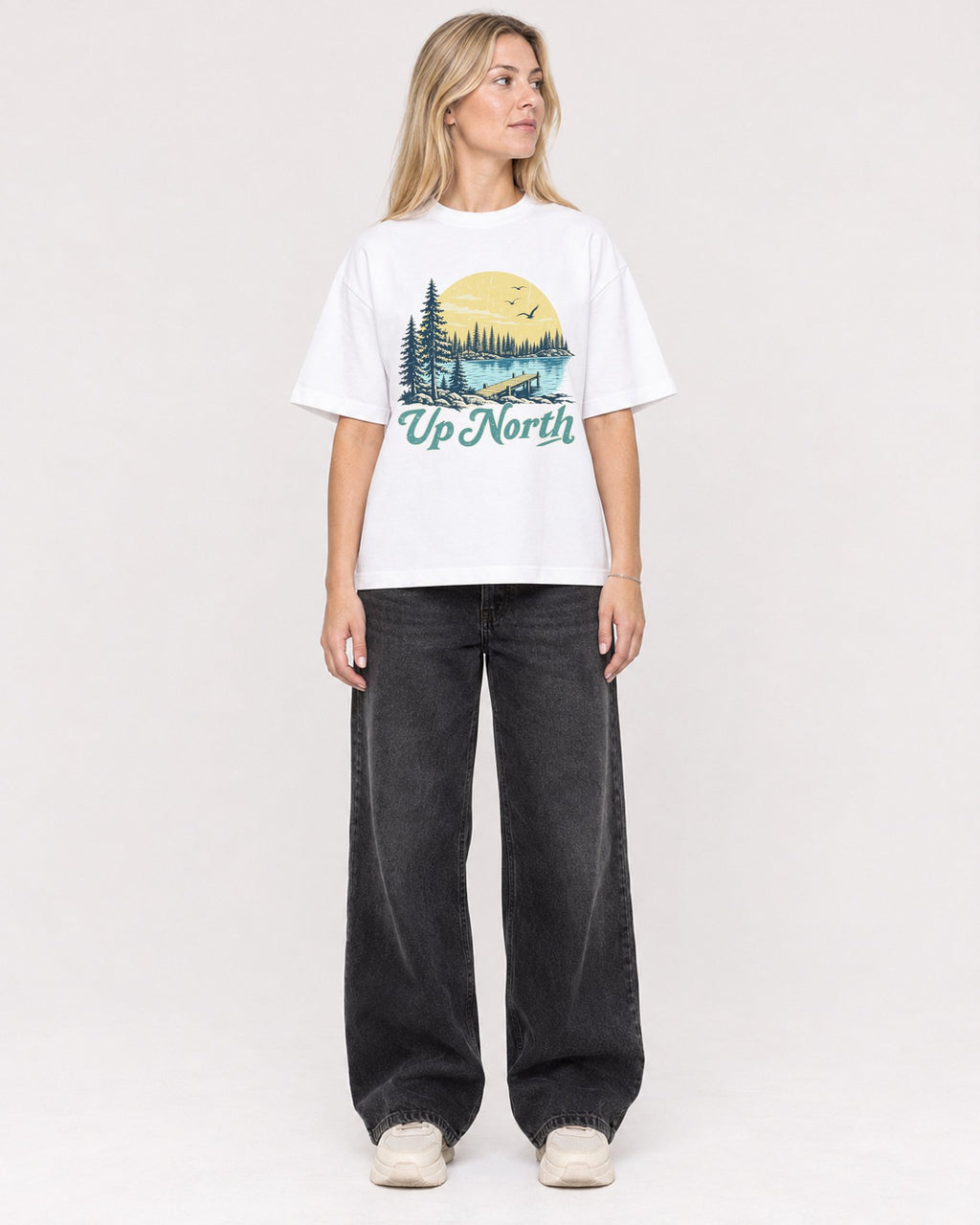 Mockup Boxy Heavyweight Tee White female full-body 08
