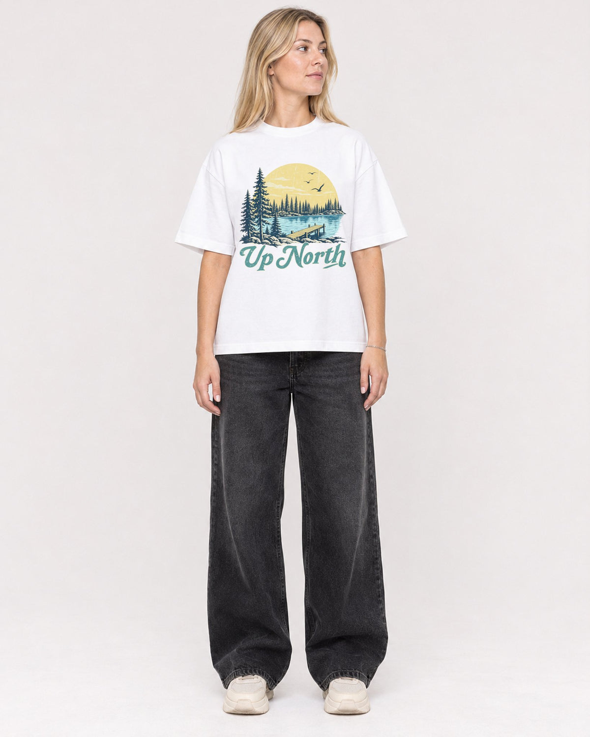 Mockup Boxy Heavyweight Tee White female full-body 08