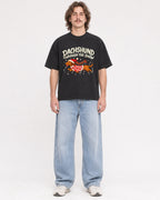 Mockup Boxy Heavyweight Tee Black male full-body 49