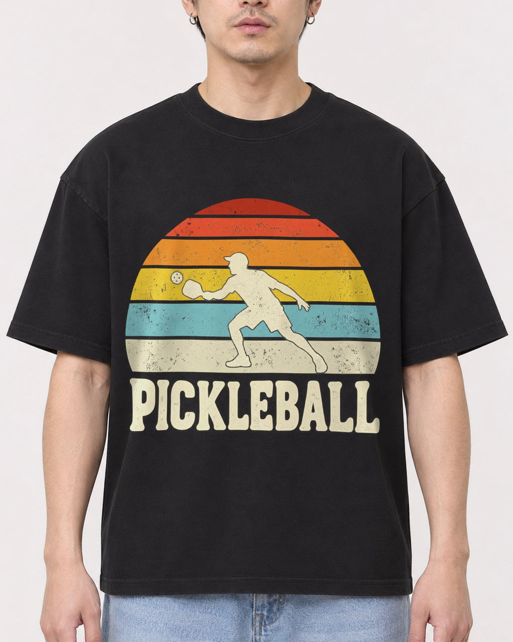 Mockup Boxy Heavyweight Tee Black male close-up 13