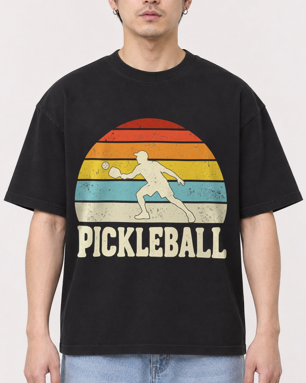 Mockup Boxy Heavyweight Tee Black male close-up 13