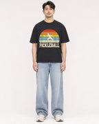 Mockup Boxy Heavyweight Tee Black male full-body 13