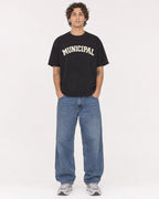 Mockup Boxy Heavyweight Tee Black male full-body 30