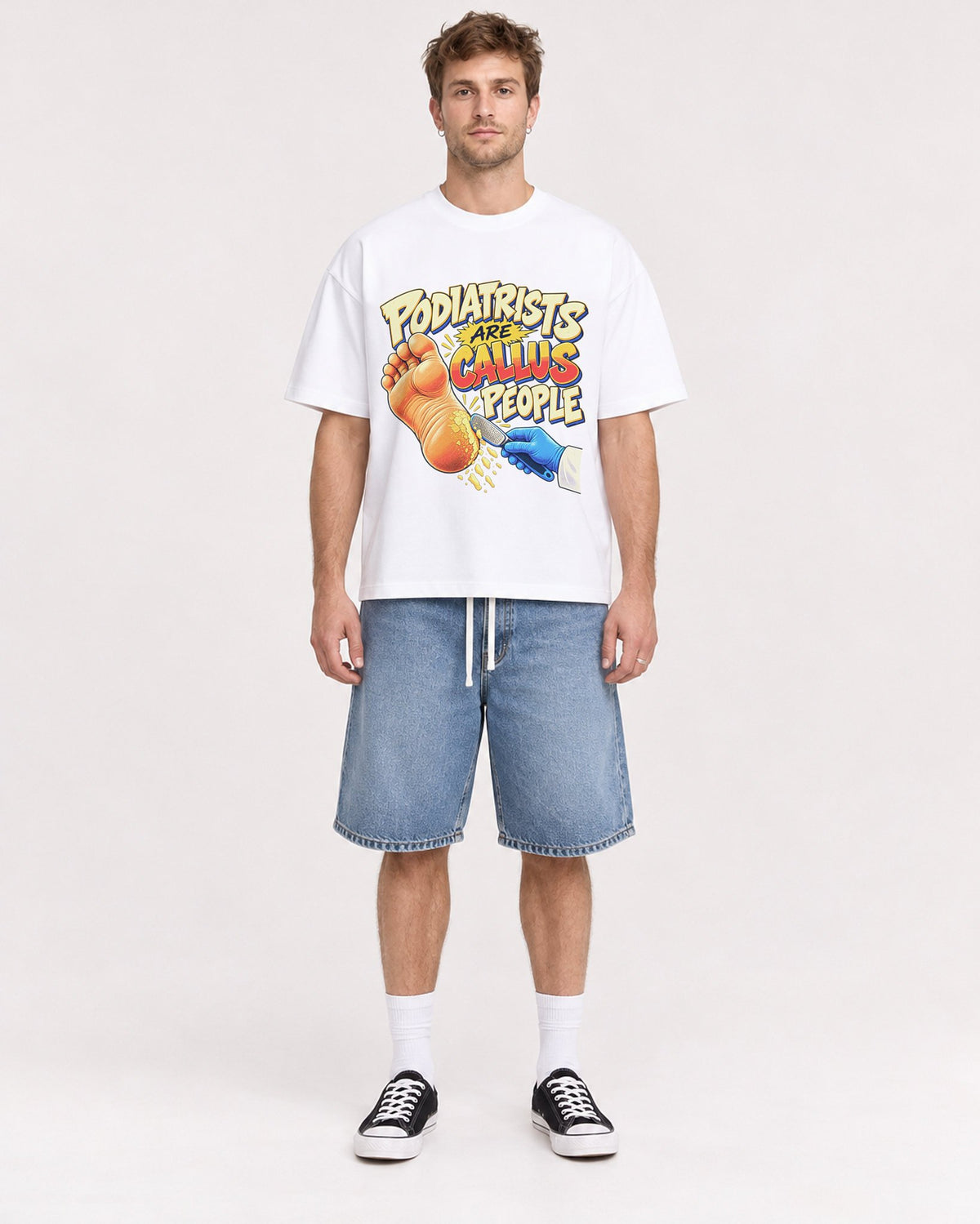 Mockup Boxy Heavyweight Tee White male full-body 08