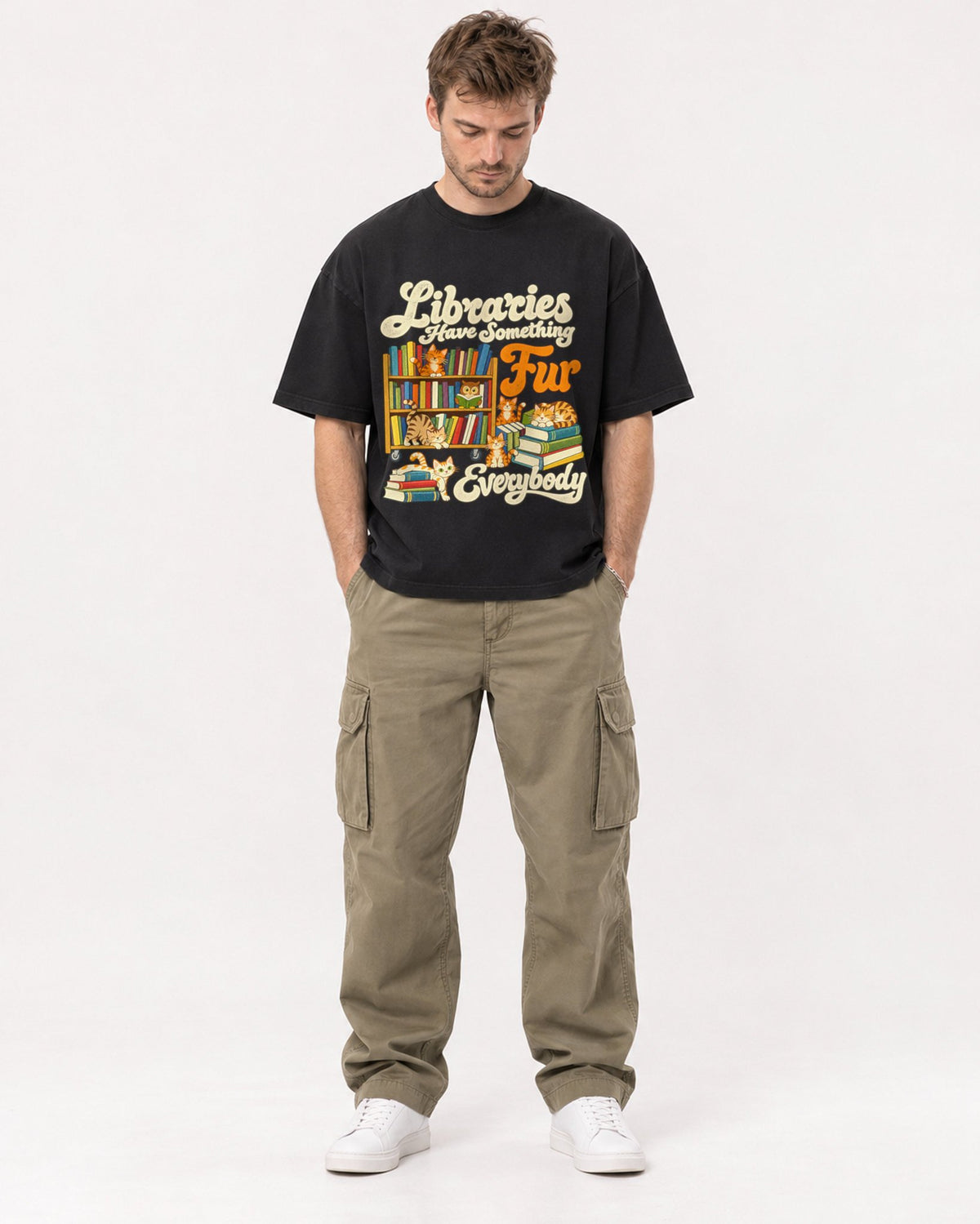 Mockup Boxy Heavyweight Tee Black male full-body 08