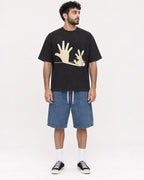 Mockup Boxy Heavyweight Tee Black male full-body 07