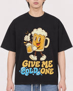 Mockup Boxy Heavyweight Tee Black male close-up 11