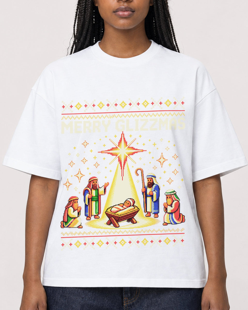 Mockup Boxy Heavyweight Tee White female close-up 04