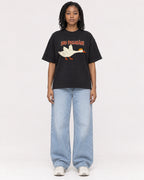 Mockup Boxy Heavyweight Tee Black female full-body 15