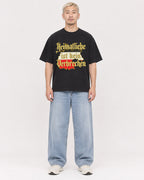 Mockup Boxy Heavyweight Tee Black male full-body 33