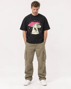 Mockup Boxy Heavyweight Tee Black male full-body 08