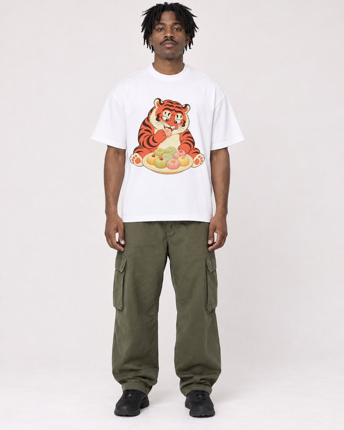 Mockup Boxy Heavyweight Tee White male full-body 04