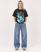 Mockup Boxy Heavyweight Tee Black female full-body 08