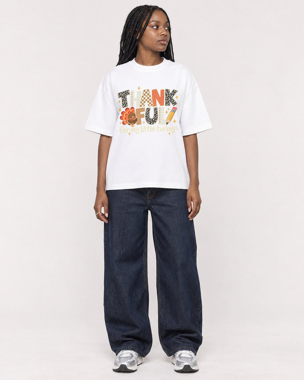 Mockup Boxy Heavyweight Tee White female full-body 04