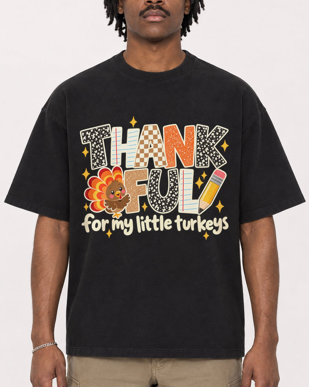 Mockup Boxy Heavyweight Tee Black male close-up 04