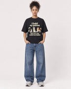 Mockup Boxy Heavyweight Tee Black female full-body 20