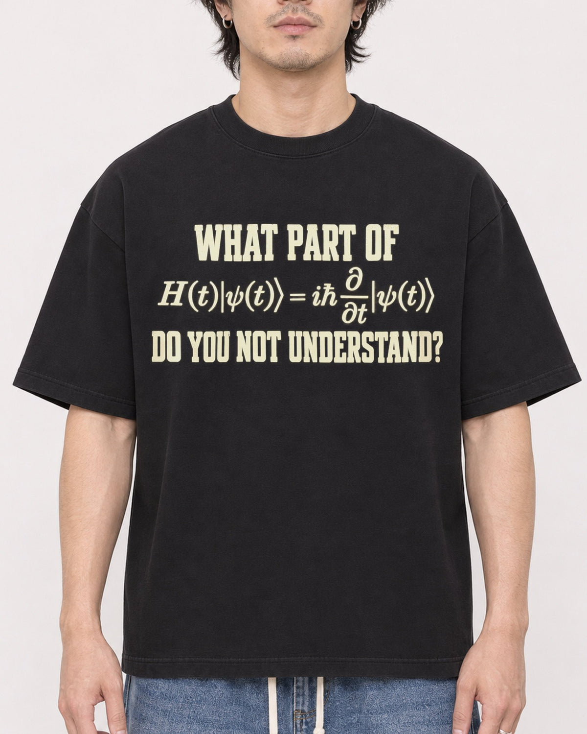 Mockup Boxy Heavyweight Tee Black male close-up 03