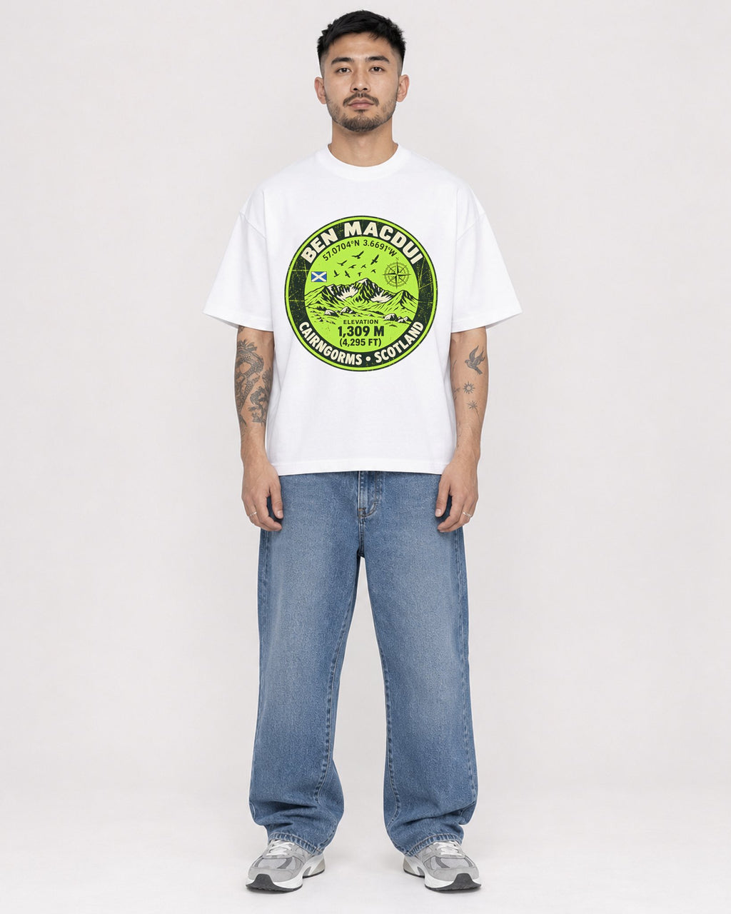 Mockup Boxy Heavyweight Tee White male full-body 12