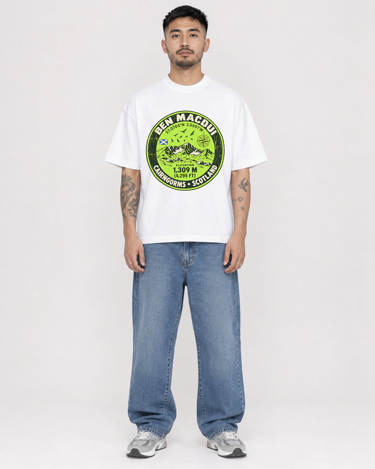 Mockup Boxy Heavyweight Tee White male full-body 12