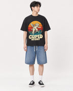 Mockup Boxy Heavyweight Tee Black male full-body 31