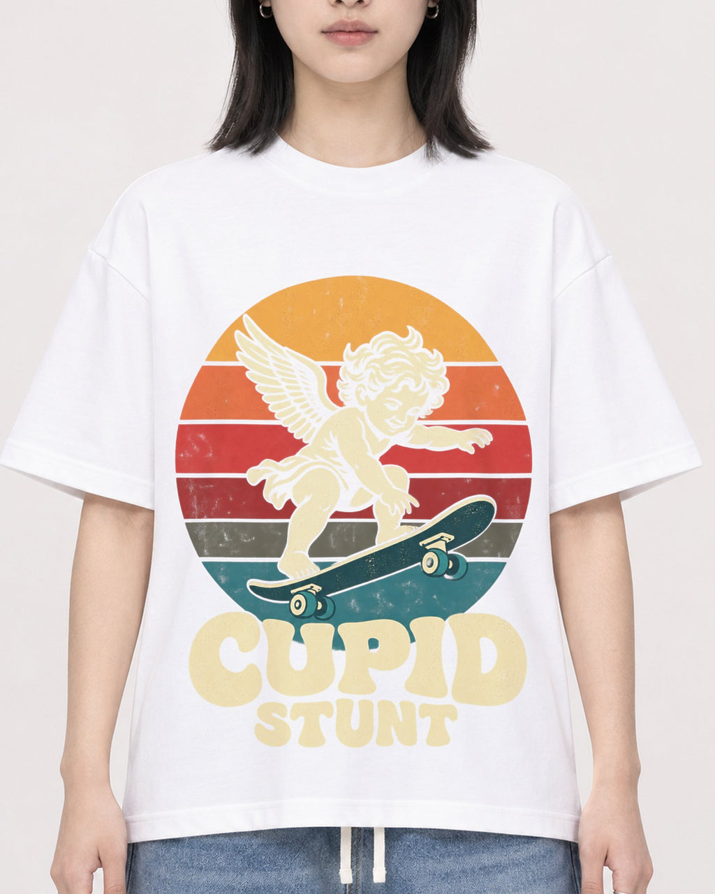 Mockup Boxy Heavyweight Tee White female close-up 31