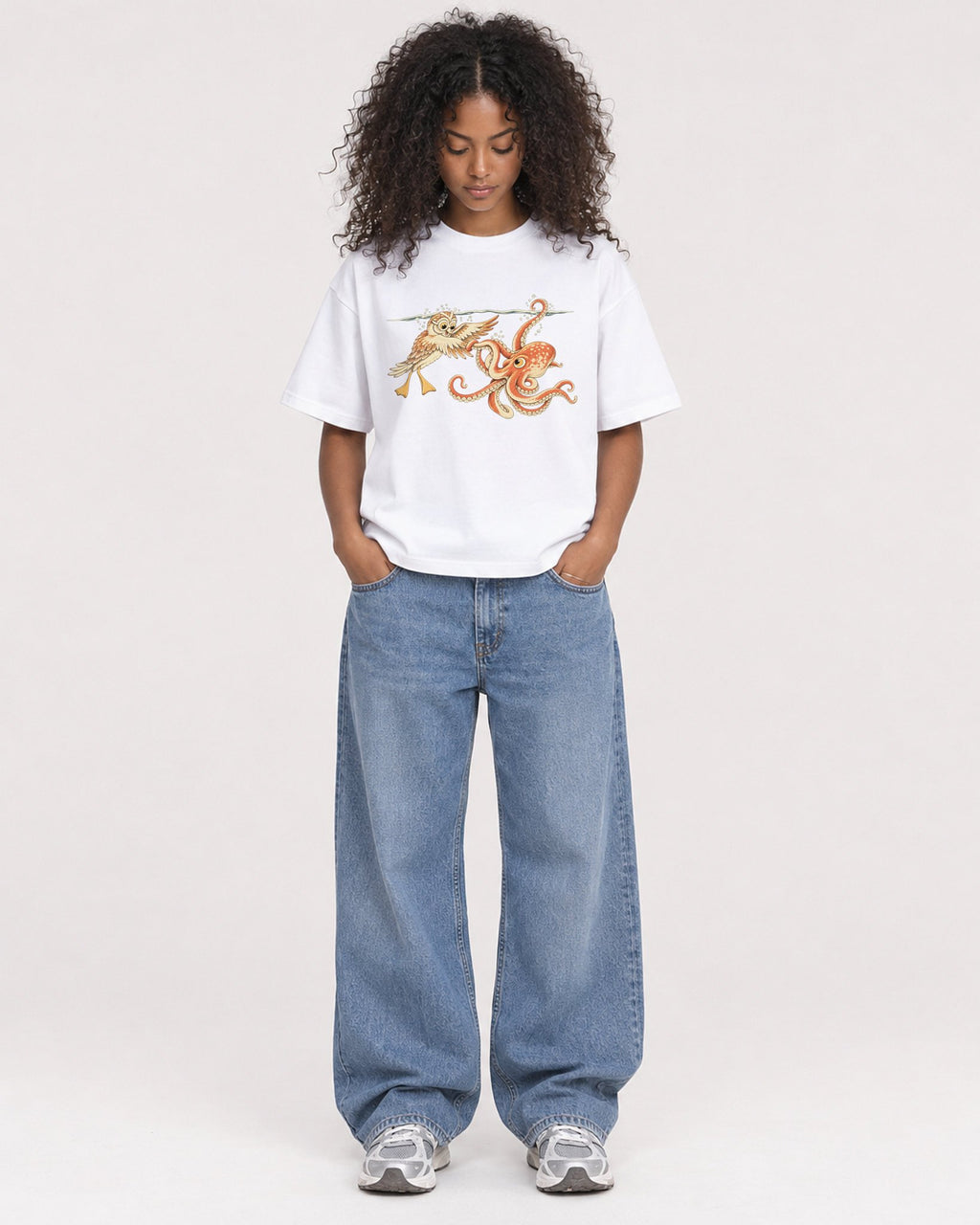 Mockup Boxy Heavyweight Tee White female full-body 05