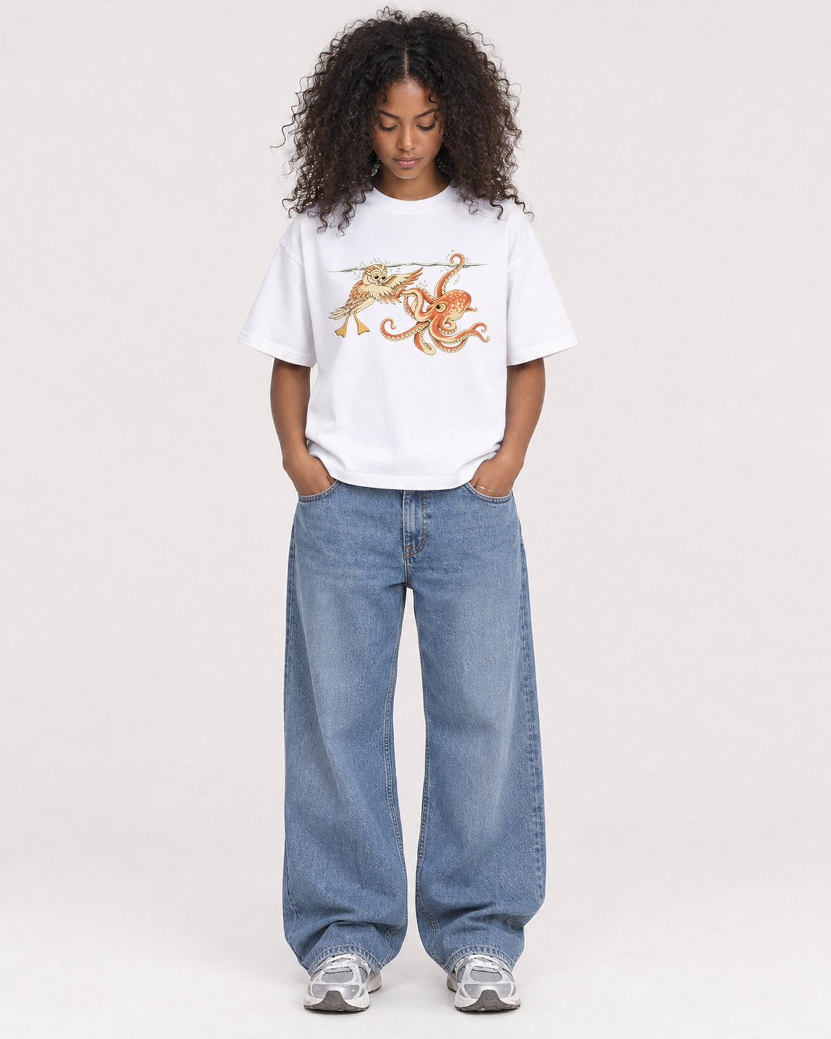Mockup Boxy Heavyweight Tee White female full-body 05