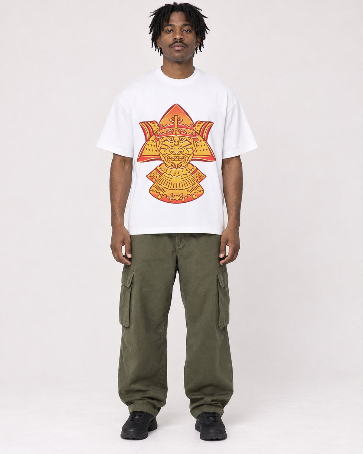 Mockup Boxy Heavyweight Tee White male full-body 04