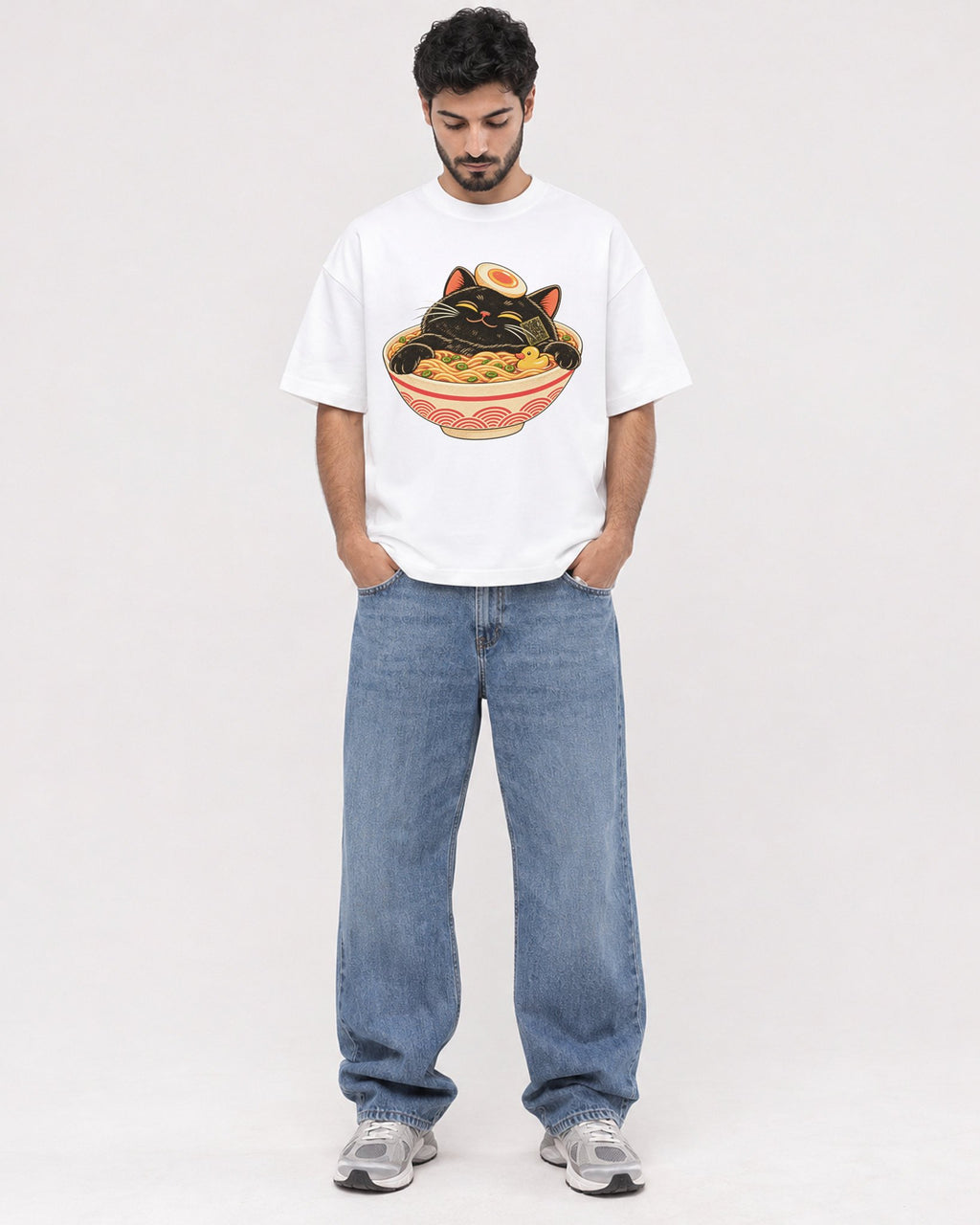 Mockup Boxy Heavyweight Tee White male full-body 07