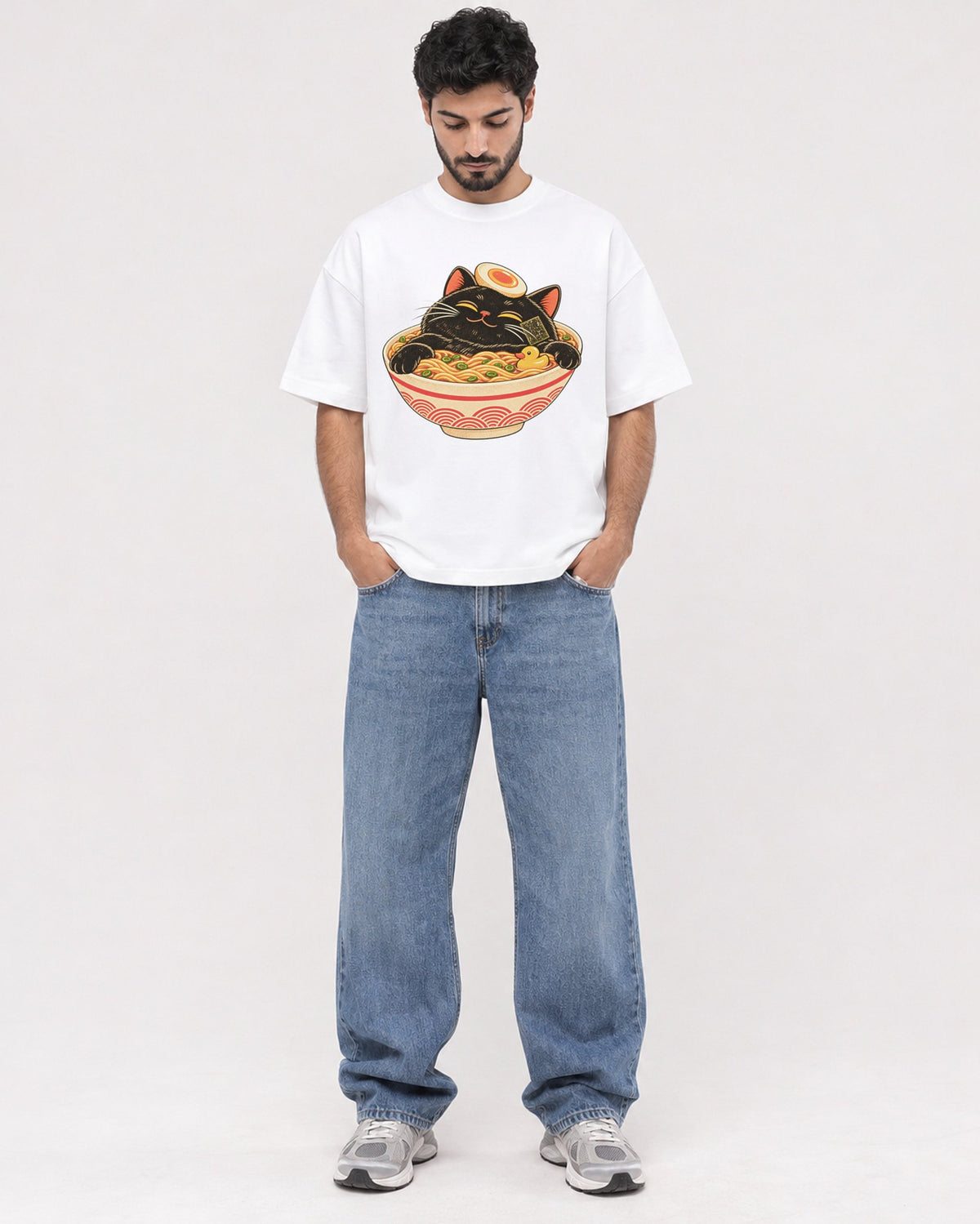 Mockup Boxy Heavyweight Tee White male full-body 07