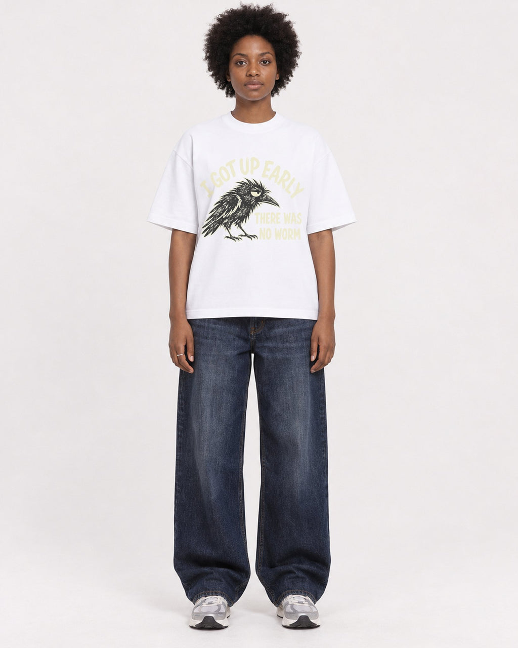 Mockup Boxy Heavyweight Tee White female full-body 14