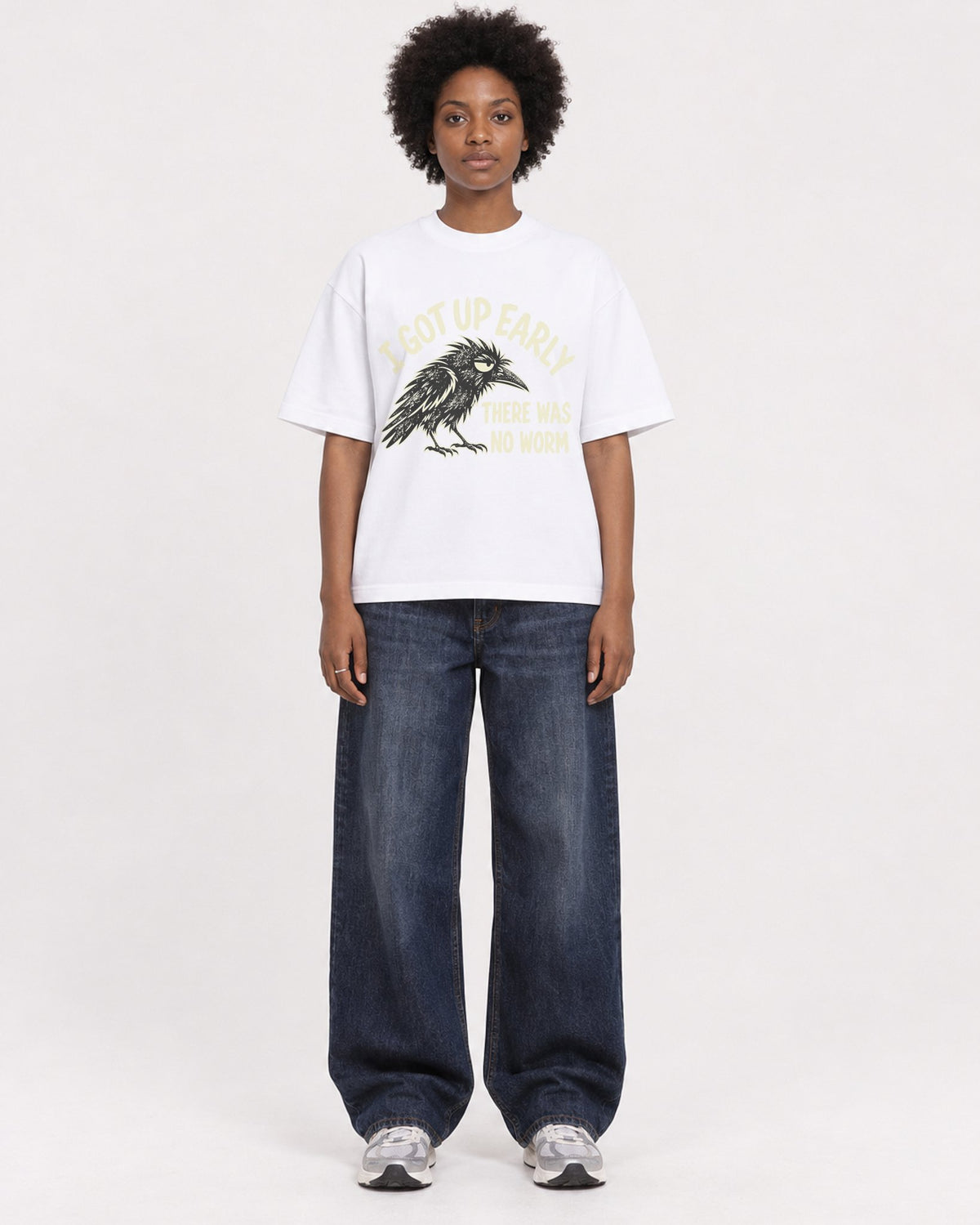 Mockup Boxy Heavyweight Tee White female full-body 14