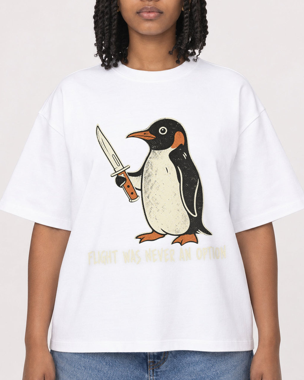 Mockup Boxy Heavyweight Tee White female close-up 15
