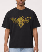 Mockup Boxy Heavyweight Tee Black male close-up 25
