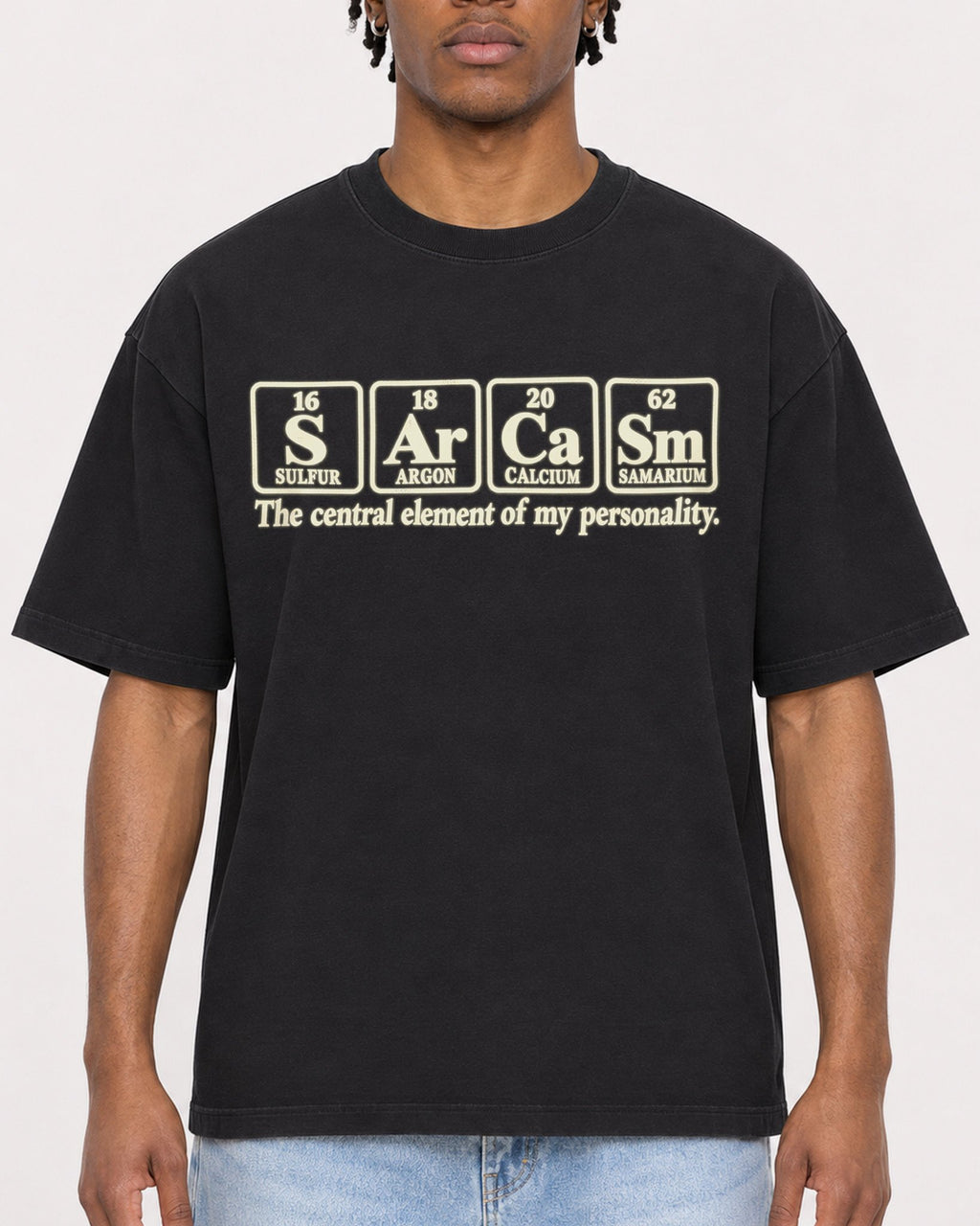 Mockup Boxy Heavyweight Tee Black male close-up 05