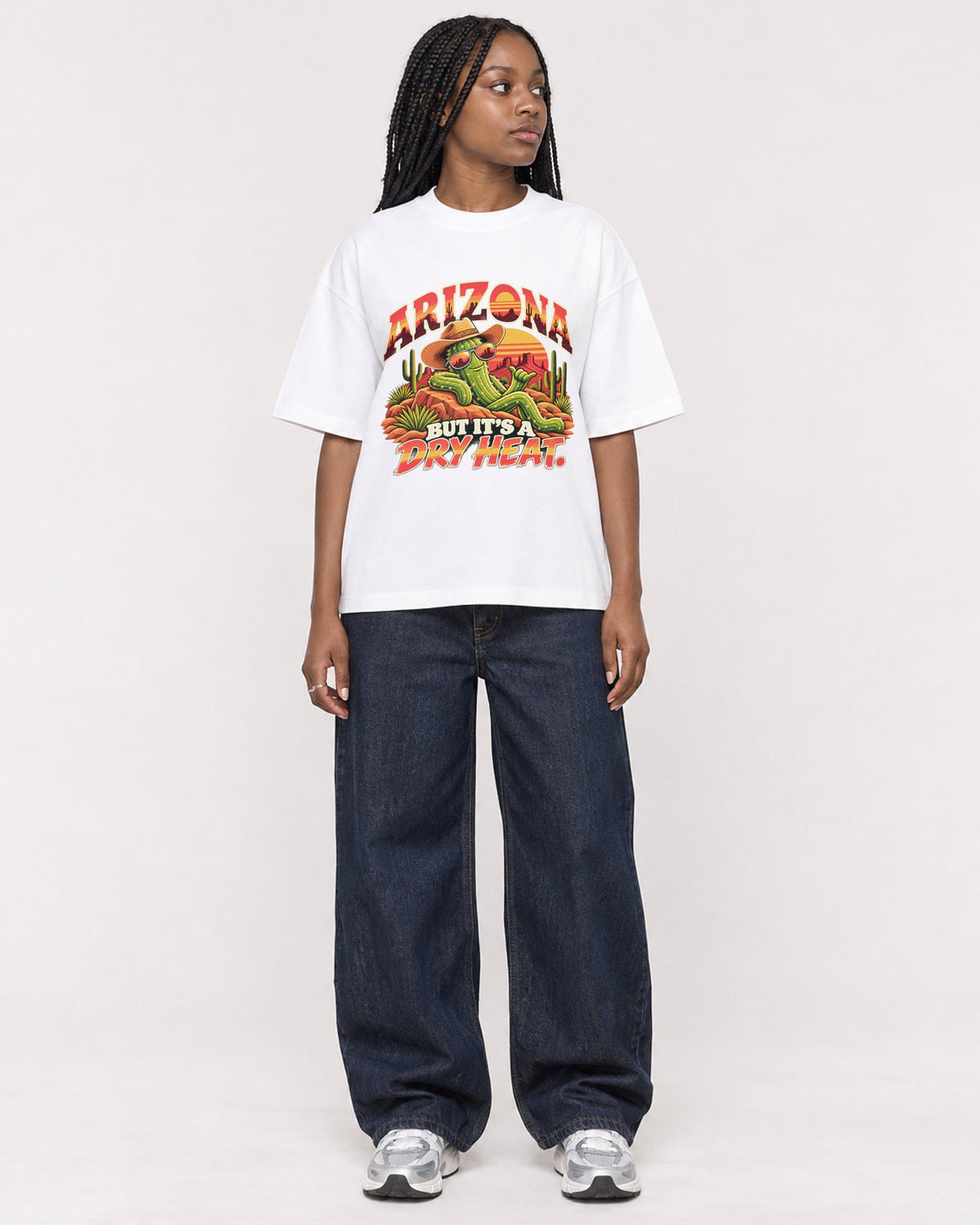 Mockup Boxy Heavyweight Tee White female full-body 04