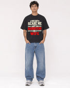Mockup Boxy Heavyweight Tee Black male full-body 06