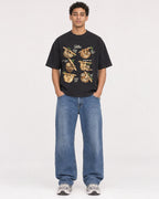 Mockup Boxy Heavyweight Tee Black male full-body 10