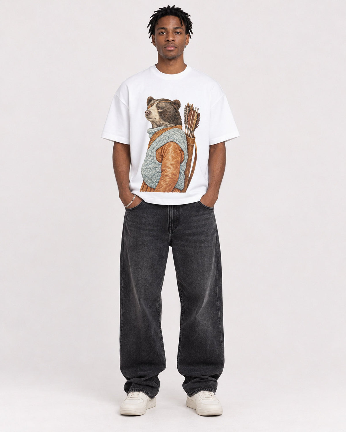 Mockup Boxy Heavyweight Tee White male full-body 05