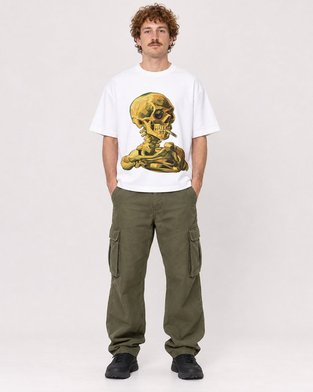 Mockup Boxy Heavyweight Tee White male full-body 09