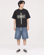 Mockup Boxy Heavyweight Tee Black male full-body 11