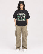 Mockup Boxy Heavyweight Tee Black female full-body 22