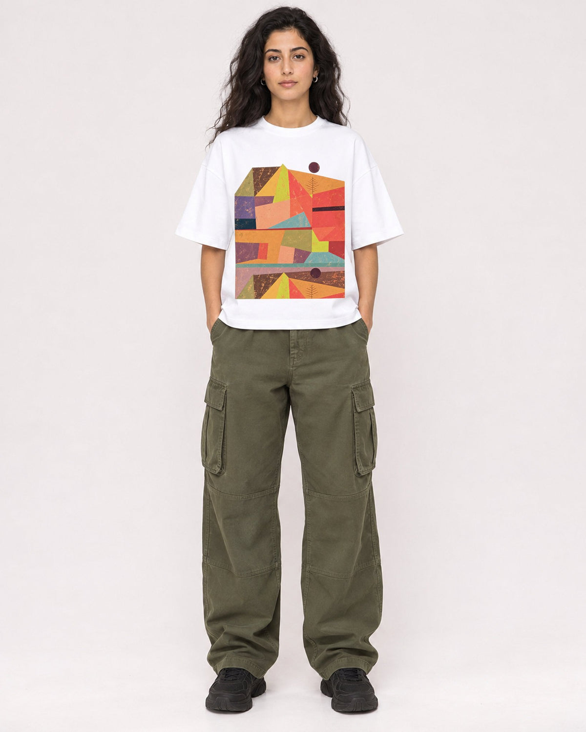 Mockup Boxy Heavyweight Tee White female full-body 07