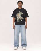 Mockup Boxy Heavyweight Tee Black male full-body 05