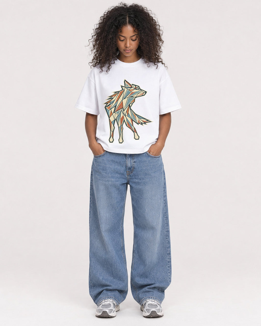 Mockup Boxy Heavyweight Tee White female full-body 05
