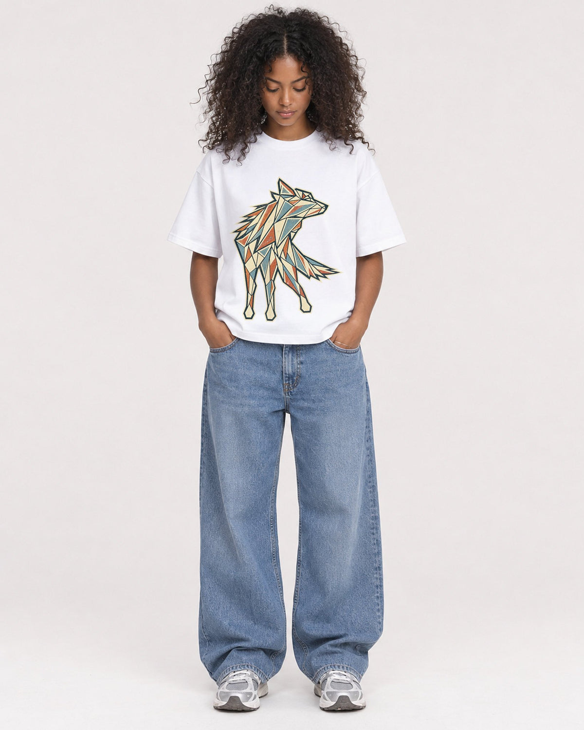 Mockup Boxy Heavyweight Tee White female full-body 05