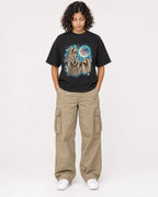 Mockup Boxy Heavyweight Tee Black female full-body 26