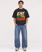 Mockup Boxy Heavyweight Tee Black male full-body 10