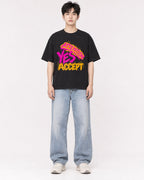 Mockup Boxy Heavyweight Tee Black male full-body 01